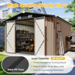 10x12 FT Outdoor Storage Shed with Floor & Lockable Double Doors - Image 2