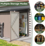 Nordivale 6x4FT Lean To Shed Garden Sloped Roof Metal Storage Shed Lockable Doors - Image 2