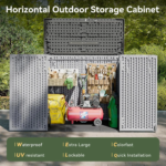 Aoxun 41 Cu Ft Garden Storage Box 5x2ft Waterproof Horizontal Resin Shed Outdoor Storage For Garbage Bin Generators Yard Gear Grey - Image 4