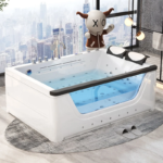 2 Person Acrylic Jacuzzi Hot Tub with Waterfall Whirlpool Massage - Intelligent Heating System, Large Spa Pool