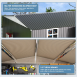 VIWAT 10x12~12x14 FT Outdoor Metal Storage Shed with Window, Lockable Garden Tool Shed - Image 4