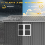 12x10FT Metal Outdoor Storage Shed Heavy Duty Waterproof - Image 4