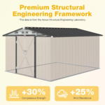 10x12 FT Outdoor Storage Shed with Floor & Lockable Double Doors - Image 3