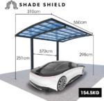 SHADE SHIELD Single Cantilever Carport 3.0m x 5.5m x 3.5m Aluminium Alloy Frame, Polycarbonate Roof, Shelter for Car or Outdoor Living - Image 3