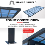 SHADE SHIELD Single Cantilever Carport 3.0m x 5.5m x 3.5m Aluminium Alloy Frame, Polycarbonate Roof, Shelter for Car or Outdoor Living - Image 7
