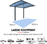 SHADE SHIELD Single Cantilever Carport 3.0m x 5.5m x 3.5m Aluminium Alloy Frame, Polycarbonate Roof, Shelter for Car or Outdoor Living - Image 6