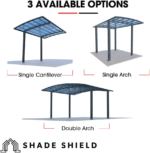 SHADE SHIELD Single Cantilever Carport 3.0m x 5.5m x 3.5m Aluminium Alloy Frame, Polycarbonate Roof, Shelter for Car or Outdoor Living - Image 4