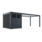 Absco Sheds 3.00mW x 7.30mD x 2.55mH Pergola and Shed Cabana Double Door Charcoal