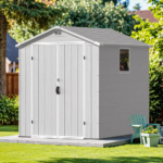 6x6 FT Plastic Outdoor Storage Shed with Floor, Resin Garden Shed