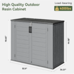 Aoxun 41 Cu Ft Garden Storage Box 5x2ft Waterproof Horizontal Resin Shed Outdoor Storage For Garbage Bin Generators Yard Gear Grey - Image 3