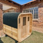 6 Person Outdoor Sauna with Hot Tub Canadian Hemlock Wood Traditional Steam Sauna with Jacuzzi for Resort